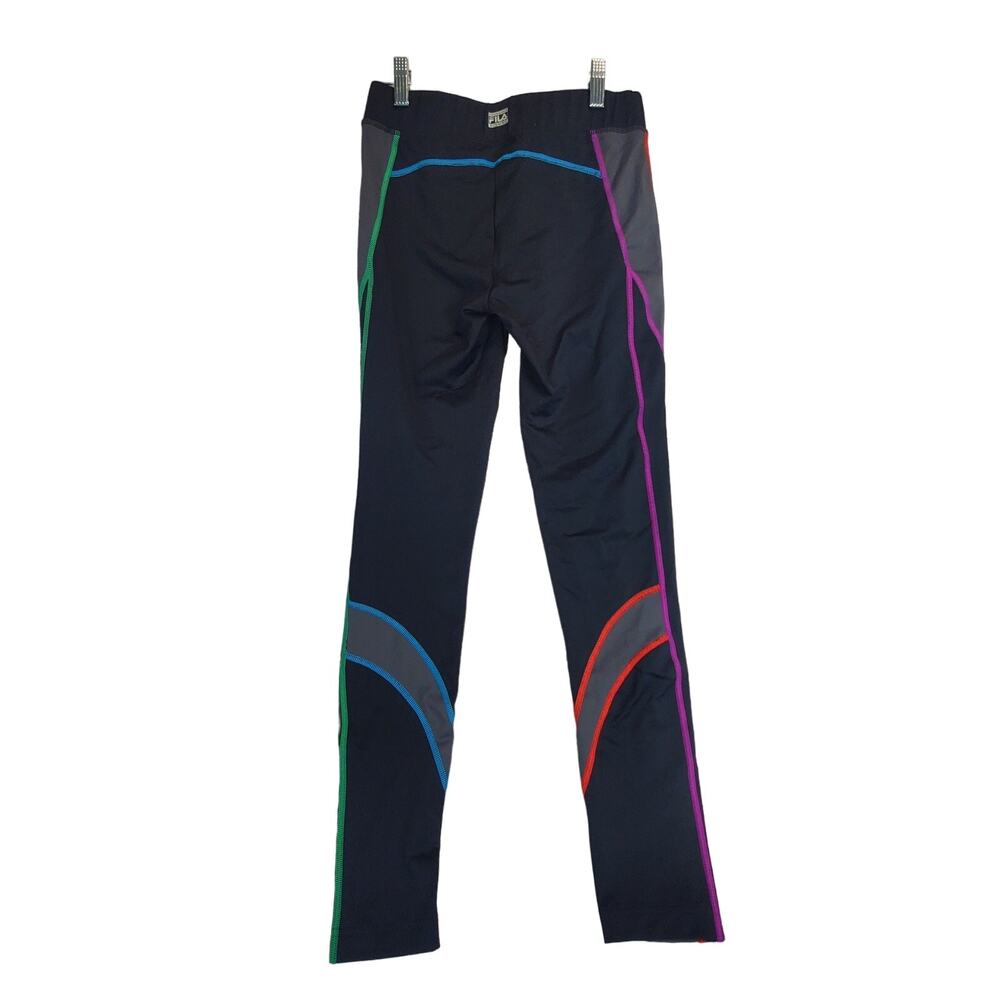 Fila Performance Athletic Joggers Black w/ Multicolor Stitching Bike Leggings‎ S
